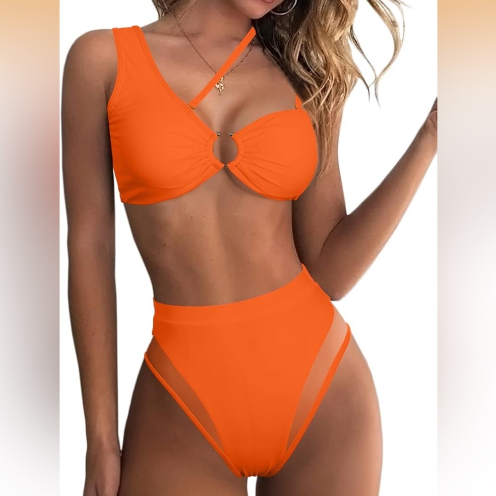 Orange High-Waist Cutout Women’s Bikini - Brand